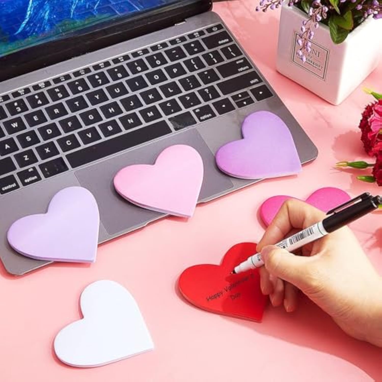720 Sheets Heart Sticky Notes Bulk Valentine'S Day 24 Pads Adhesive Post Heart Notepads Self Stick Notepad Memo Colorful Sticky Notes For Home Business Office, 2.9 X 2.9 Inch, 6 Colors