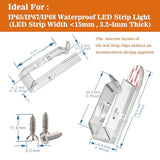 Led Strip Light Clips, Light Hooks For Party, Fairy & Christmas Lights - Easy Installation For 14-15Mm Width, 3.2-4Mm Thick Led Strips (50 Clips, 60 Adhesive Strips, 50 Screws)