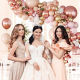132Pcs Rose Gold Balloon Arch Kit with Confetti Balloons for Party & Event Decor