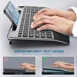 Ergonomic Wireless Keyboard With Wrist Rest-Low-Profile,Phone/Tablet Holder,Quiet Design?Windows & Mac Os?Full Size Cordless Usb Computer Keyboard For Desktop,Laptop, Pc, Mac, Windows-Black