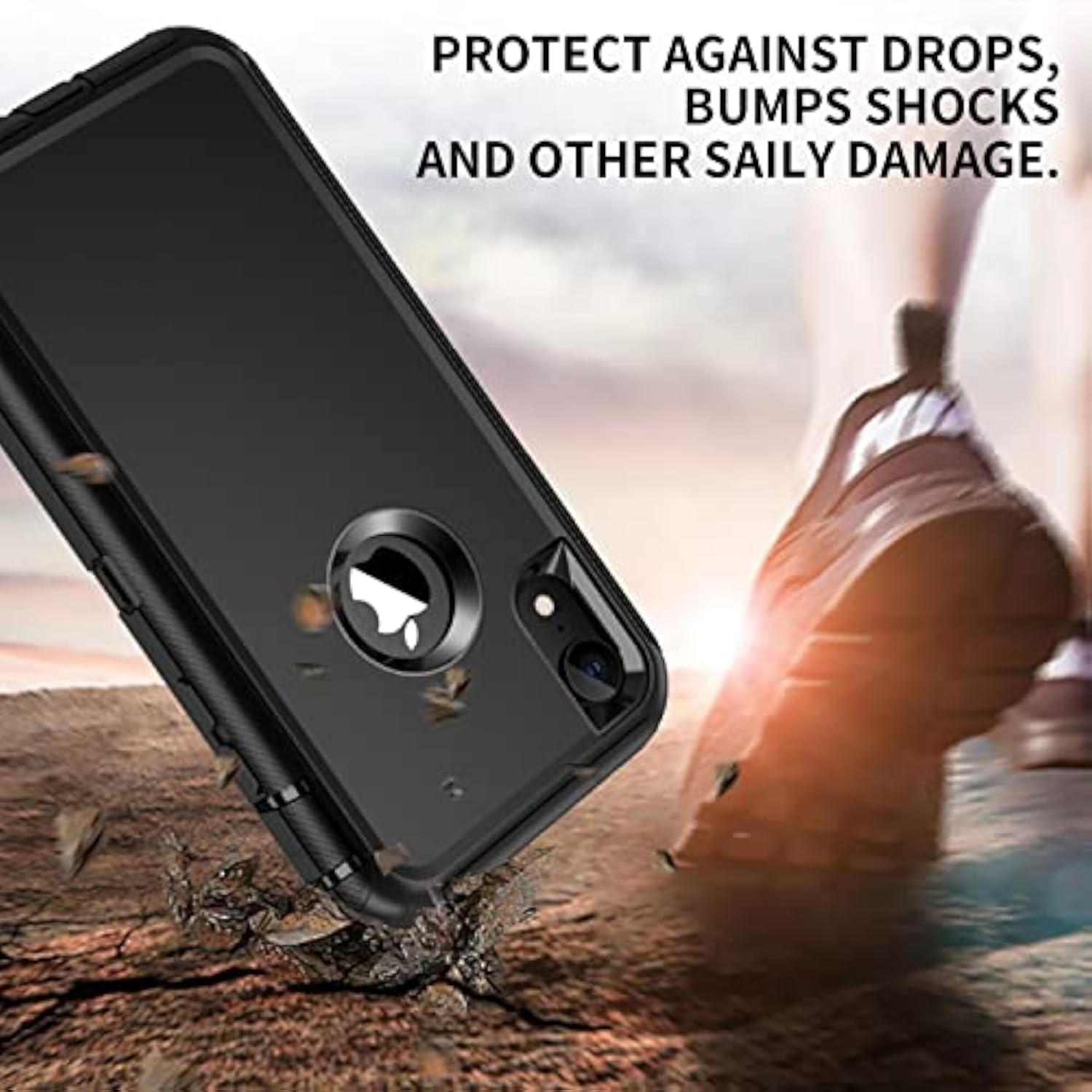 Heavy Duty Shockproof Case for iPhone XR 6.1" - 3 Layer Full Body Protection Rugged Cover Case with Belt Clip Holster - Black