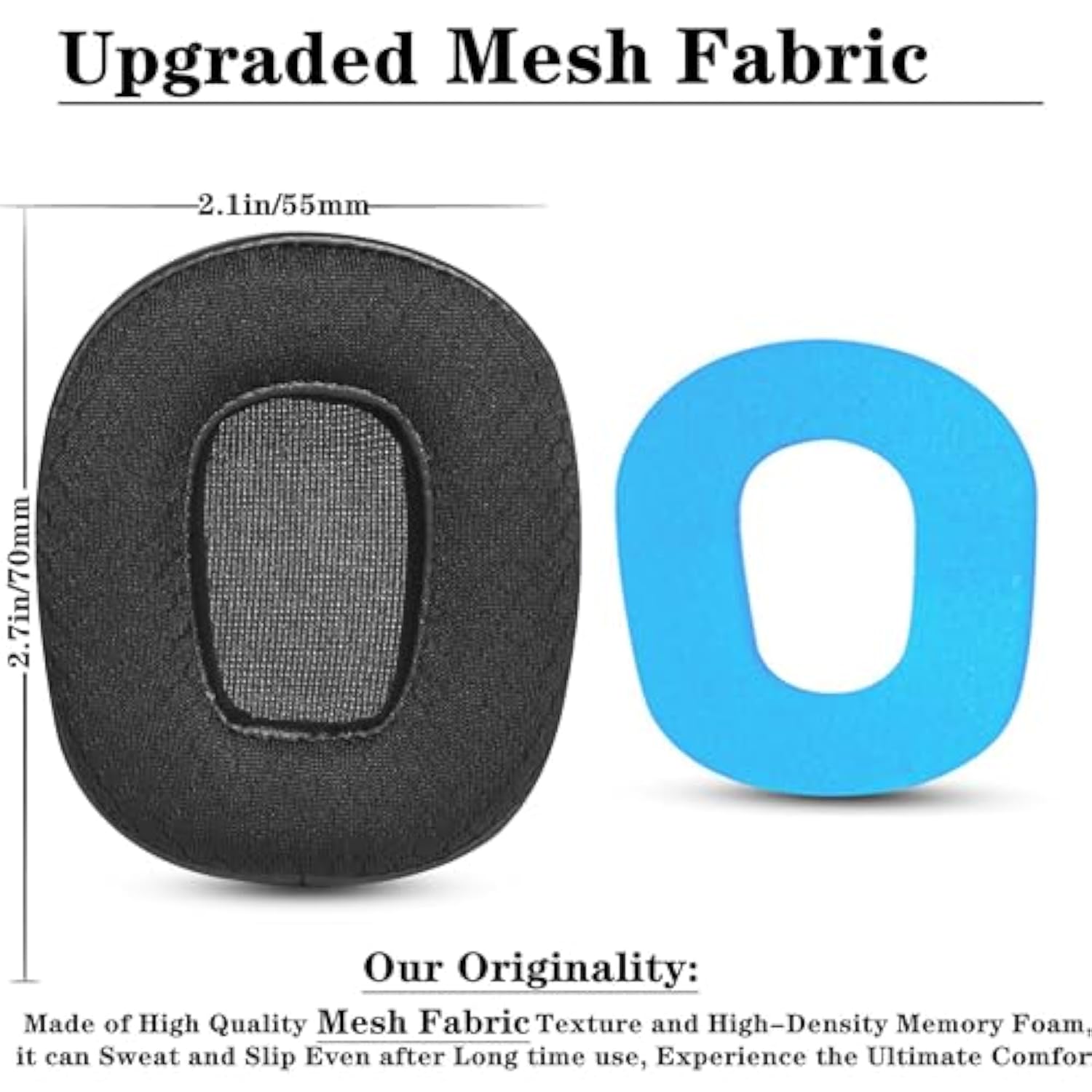 Mesh Fabric Earpads Compatible With Blueparrott B350 Xt B350Xt Noise Canceling Bluetooth Headset Cushions With Breathable Mesh Memory Foam Accessories -B350-Xt Mf Black (Refer To Figure 2)