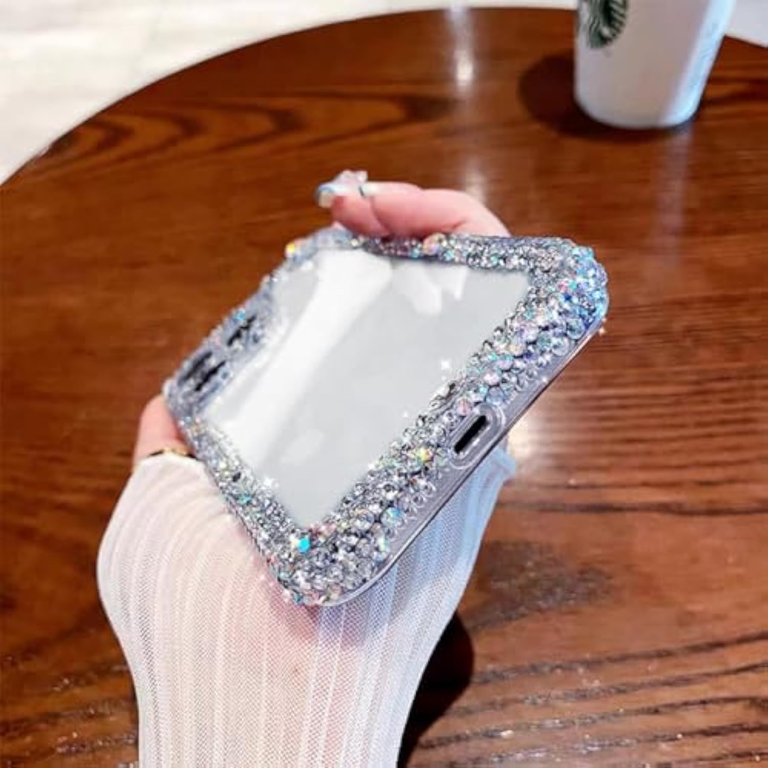 Designer Compatible With Iphone 15 Pro Max Bling Clear Case For Women Girl,Cute Glitter Phone Case With Sparkle Rhinestone Diamond Camera Protection?Airbag Anti-Fall Crystal Hard Back Cover