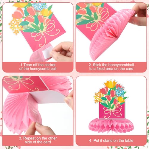 9 Pcs Red Pink Mother's Day Honeycomb Centerpieces Table Decorations