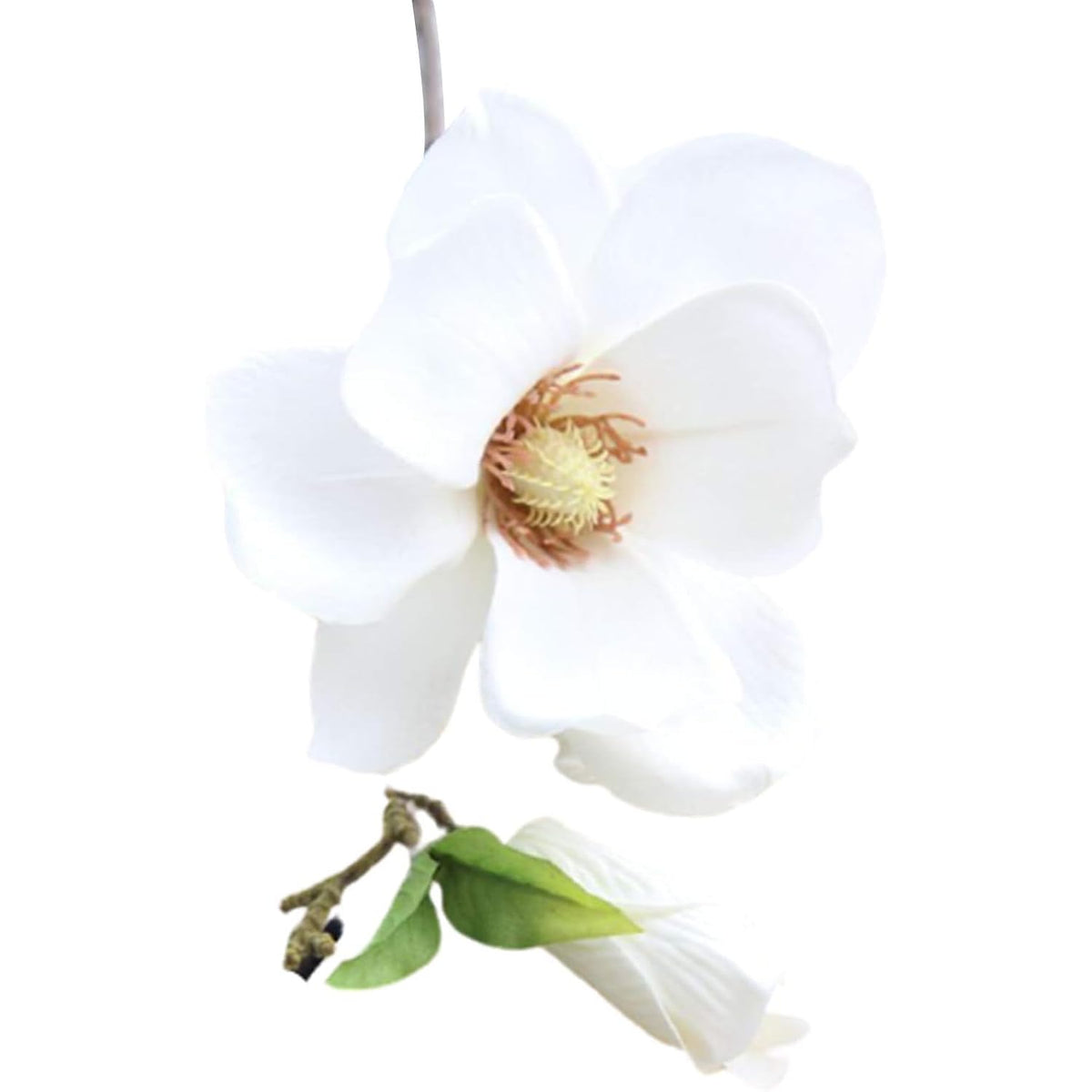 White Artificial Magnolia Fake Silk Flower Single Floral Home Decor Living Room Bedroom Garden Party Wedding Decoration In Pots Vase For Desk Table, Artificial Flowers, Home Décor Products