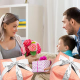 Gold Rose Square Gift Box Foil Balloon with Silver Ribbon for Party Decor