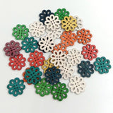 100Pcs Wooden Craft Buttons Vintage Cartoon Daisy Buttons 4 Holes Sewi