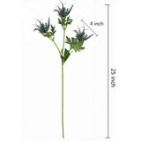 5 Pack Silk Artificial Thistle Flowers Eryngiums Faux Plants For Garden Wedding Prom Party Bouquet Floral Arrangement (Blue)
