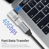 240W Right Angle Usb C, 40Gbps Usb C 90 Degree Adapter Male To Female Adapter