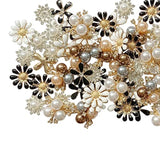 80 Pieces Flower Rhinestone Buttons Faux Pearl Buttons Flat Back For J