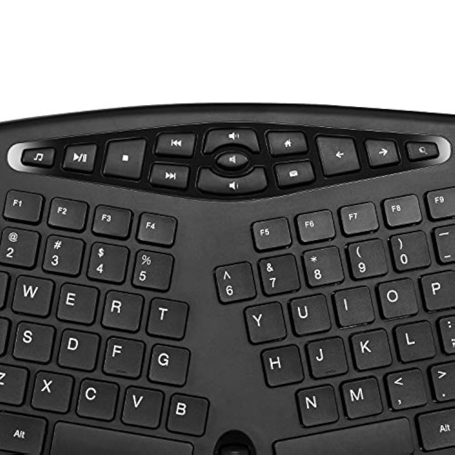 Adesso WKB-1600CB TruForm Media Wireless Ergonomic Keyboard & Optical Mouse Combo with 24 GHz RF Technology, Split Design, Adjustable DPI, and Multimedia Hotkeys