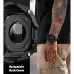 Rugged Case With Band For Apple Watch 44Mm,Compatible With Apple Watch Series Se/Se 2Nd Generation/6/5/4, Military Grade Shockproof Bumper Cover For Iwatch Tactical Band Men (44Mm,Black)