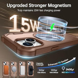 For Iphone 15 Case With Magnetic O-Ring Stand Holder [Military Drop Protection] [Compatible With Magsafe] Non-Slip Grip Shockproof Protective Women Men Phone Case For Iphone 15 6.1'', Brown