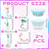 48 Pcs Mermaid Cupcake Kit Include 24 Mermaid Cake Topper 24 Ocean Cupcake Liners For Birthday Graduation Party Supplies Seahorse Shell Seaweed Conch Under The Sea Cake Decoration