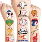 96 Pcs Baseball Sports Pre-Cut Temporary Tattoos For Kids | Super Cute Baseball Themed Birthday Party Favors, Supplies, Decorations, Fake Tattoo Stickers (Multiple)