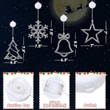 4 Pcs Christmas Window Lights With Timer Function, Christmas Window Decorations Jingle Bell Snowflake Christmas Tree Sta
