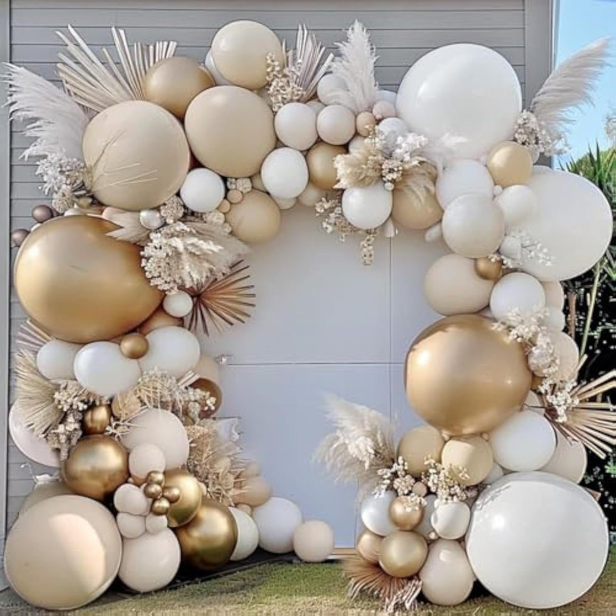 White Sand Gold Balloon Arch Double Stuffed Neutral Beige for Baby Shower Party