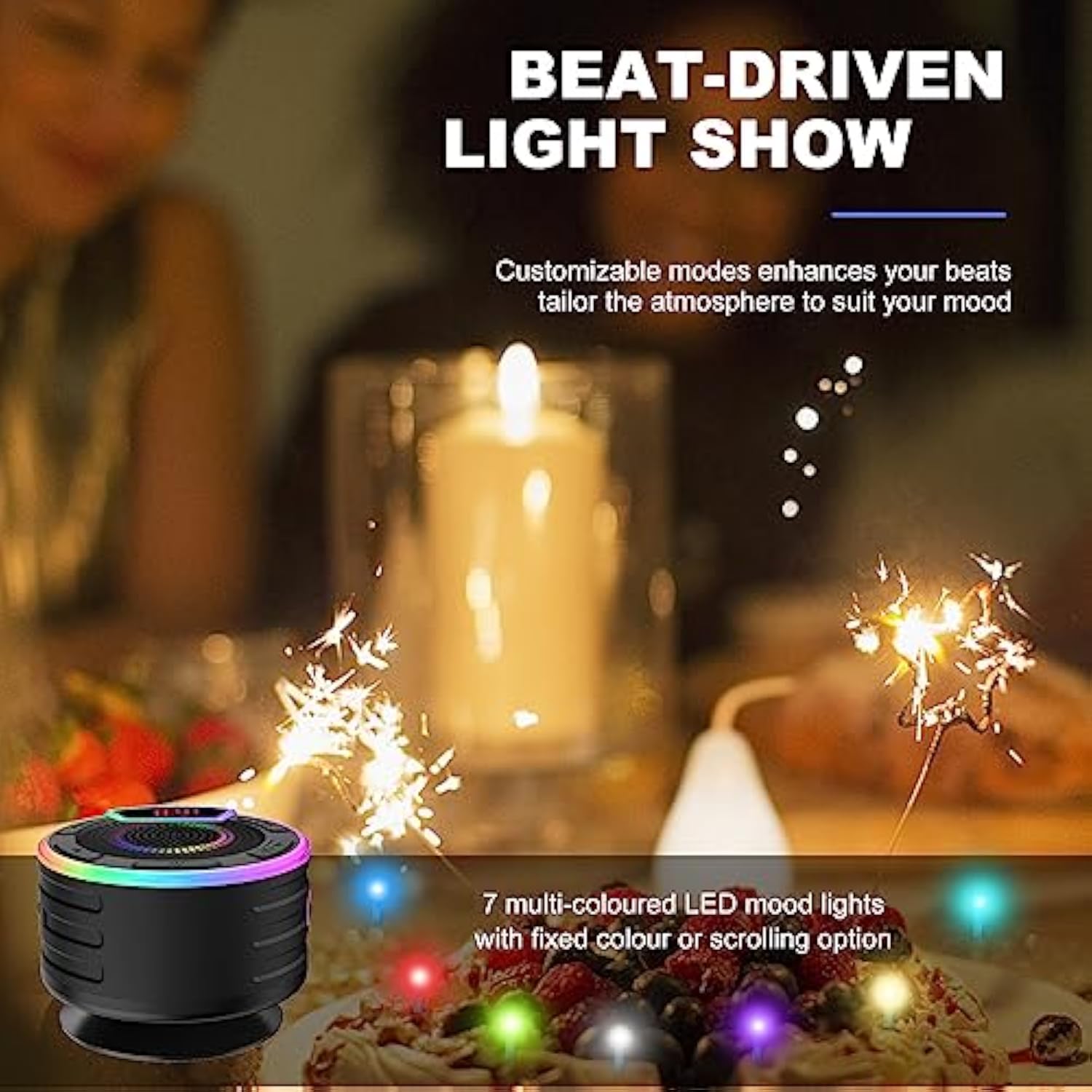Bluetooth Speakers, Ipx7 Waterproof Shower Speaker, Portable Speaker With Led Display, Fm Radio, Suction Cup, Light Show, Built-In Mic, Best Gifts For Pool Beach Home Party Travel Outdoors