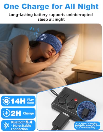 Adjustable Sleeping Headphones, 2-Pack Headband Headphones With Fastener, Bluetooth Headband With Thin Speakers Mic For Men Women, Yoga, Running, Workout, Travel - Black&Gray