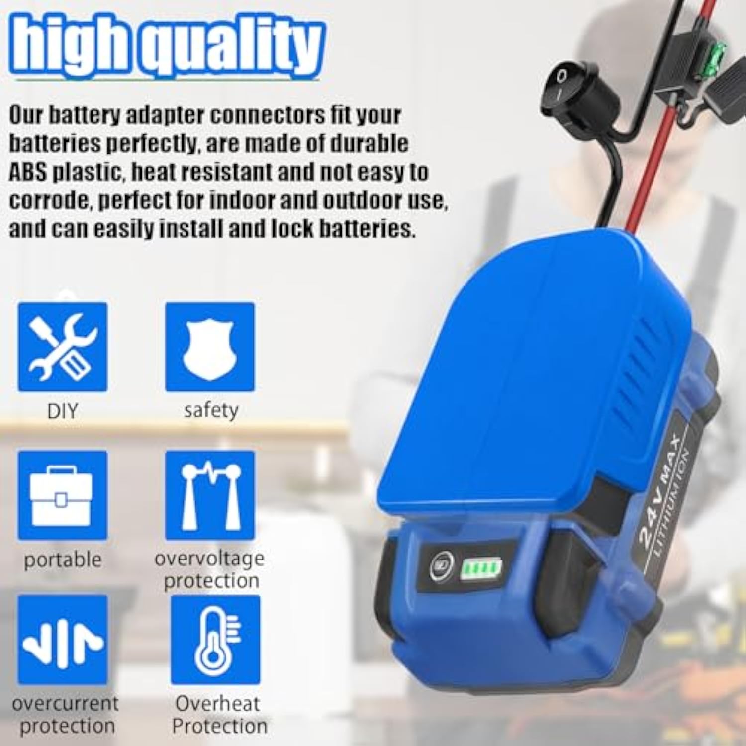 2 Pack For Kobalt 24V Max Battery Power Wheel Adapter?Power Wheels Battery Converter Kit With Fuses & Wire Terminals, 14Awg Wire, Power Connector For Diy Rc Car Toys, Robotics,Rc Truck