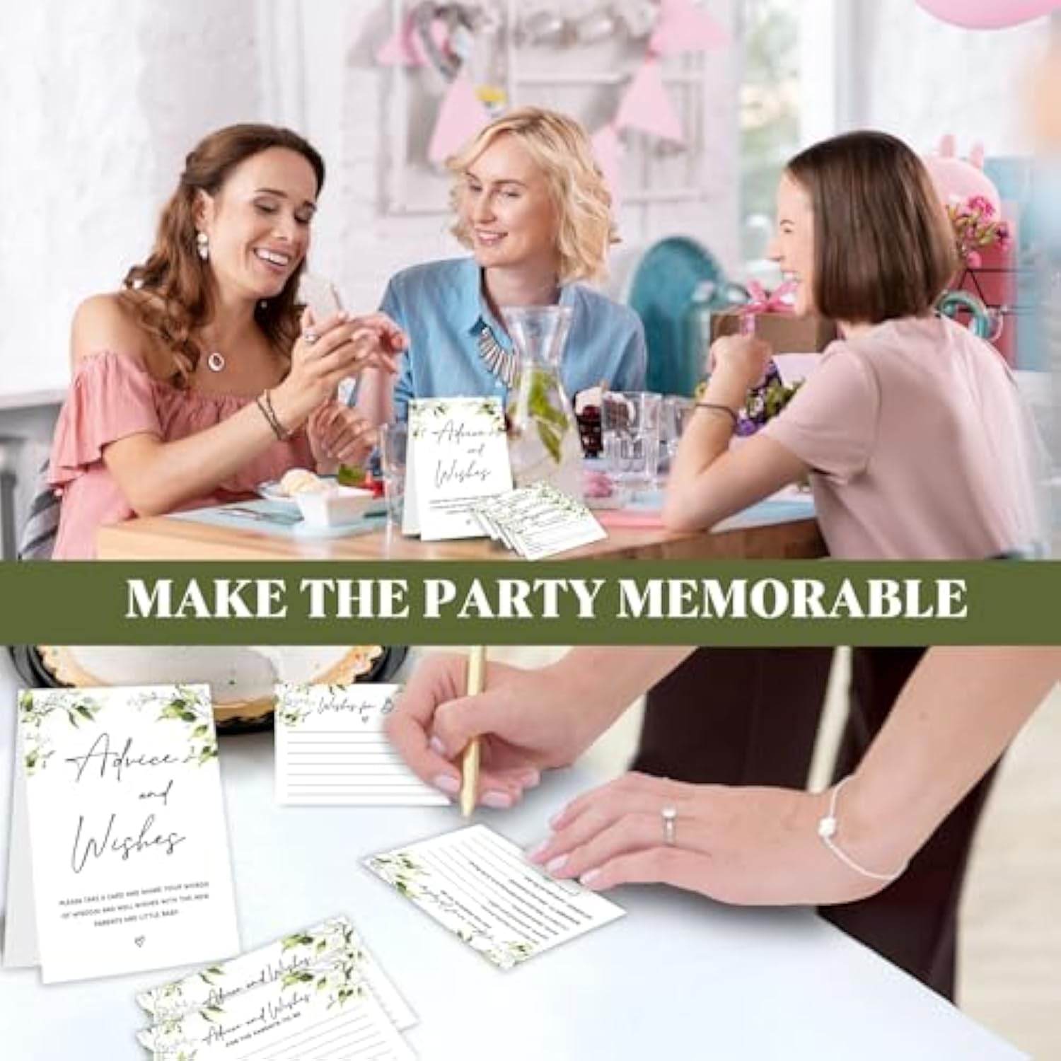 Baby Shower Advice Cards For Parents To Be - 50 Pcs Green Advice And Wishes Cards For Baby Shower Decorations Ideas, Words Of Wisdom For New Parents