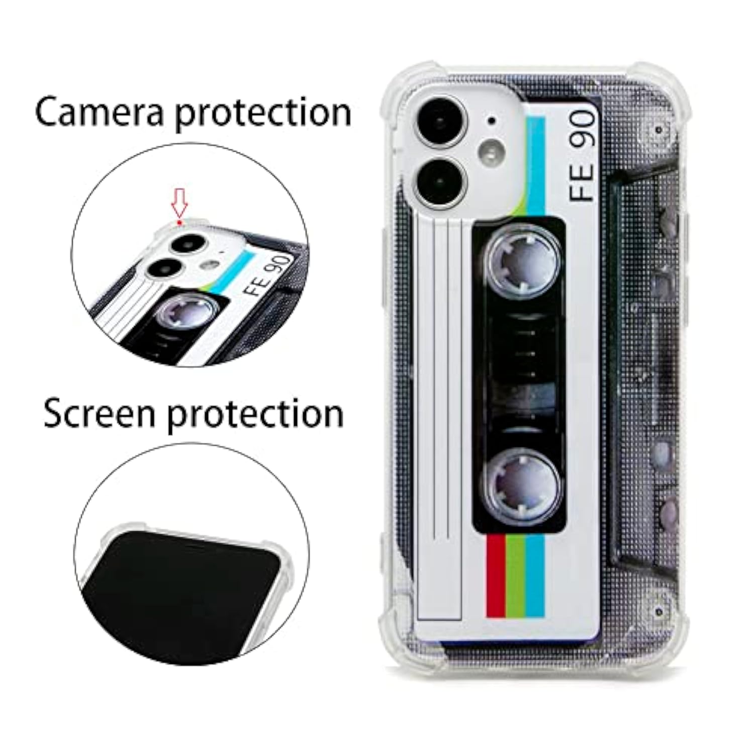 Case For Iphone 12 Mini Matte Finish Heavy Duty Soft Back Cover With Reinforced Corners Tpu Soft Bumper Retro Cassette Tape Case Compatible With Iphone 12 Mini