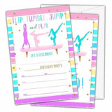 Gymnastics Birthday Invitations, Gymnastics Theme Birthday Party Invitations For Girls Boys Kids, Jump Tumble And Play Fill In Birthday Party Invites, Decorations, 20 Invitations With Envelopes (D04)
