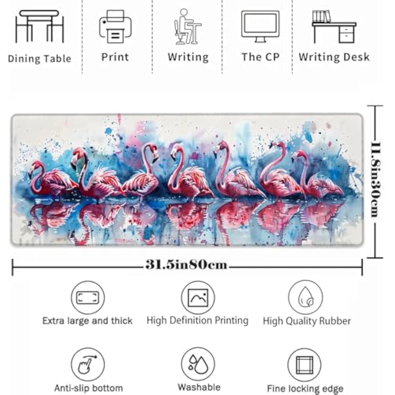 Flamingo Mouse Pad?Animal Gaming Keyboard Mat?Laptop Computer Protector With Non-Slip Rubber Base?Large Extended Mousepads Gifts For Desk Office Home?Deskmat Decor 31.5" X 11.8"