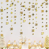 Gold 30Th Birthday Decorations Number 30 Circle Dot Twinkle Star Garland Metallic Hanging Streamer Bunting Banner Backdrop For Her Happy Dirty 30 Year Old Birthday Thirty Anniversary Party Supplies