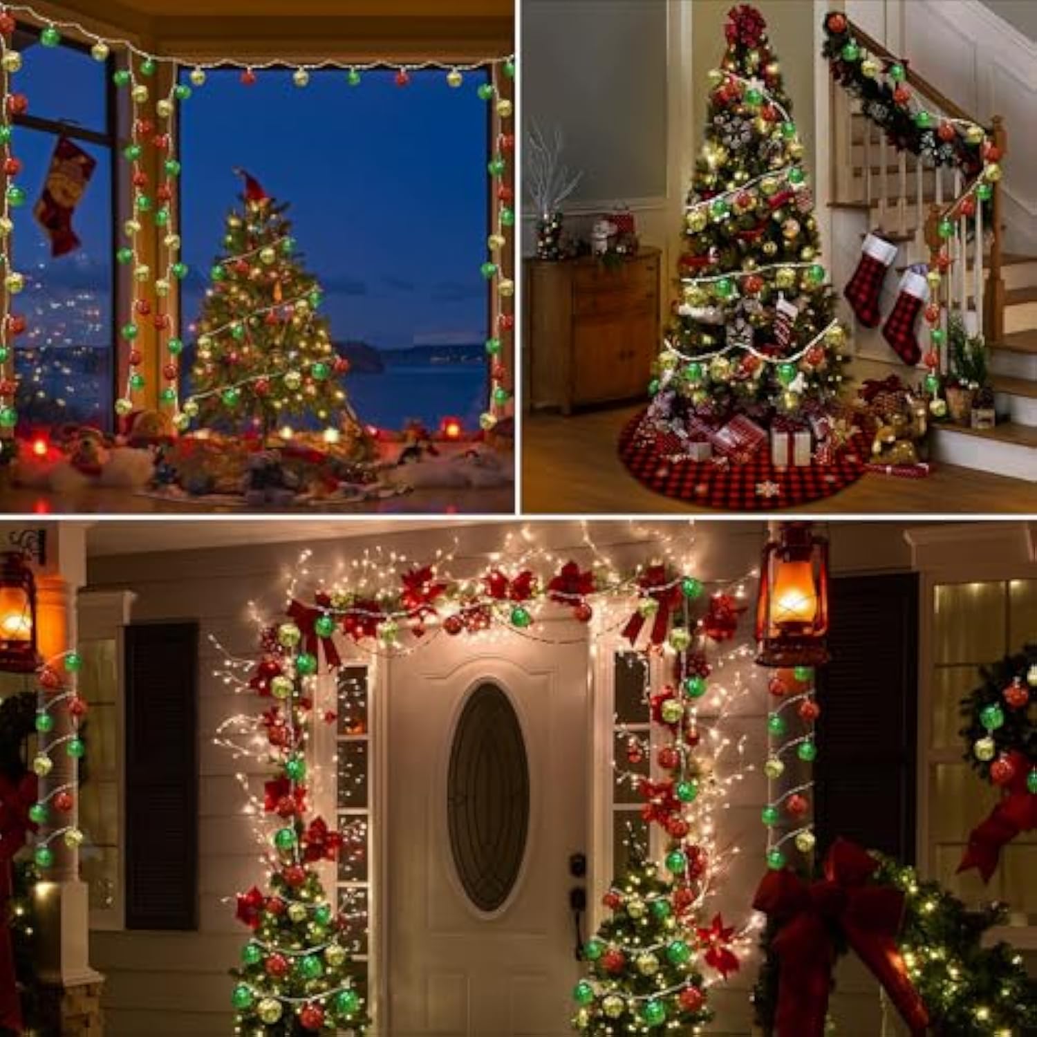 Christmas Decorations Lights, 13.5Ft 20 Led Battery Christmas Light With Timer & 8 Modes, Christmas Ball Ornaments Light