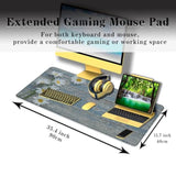 Computer Desk Mat Mouse Pad, Big Non-Slip Rubber Base Mousepad For Pc, Work, Game, Office, Home - 35.4 X 15.7 Inch - Daisy Flowers On Old Wooden