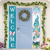 Welcome Spring Porch Banners Spring Gnome Door Banner With Gnome Butterfly Flower Pattern Tulip Hanging Banners Spring Home Decorations For Indoor Outdoor Home Yard Wall Supplies (Tulip Theme)