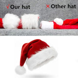 4 Pack Plush Santa Hats, Christmas Santa Hats For Christmas Party, Adult Size Xmas Holiday Hat For Unisex Kids Party Supplies