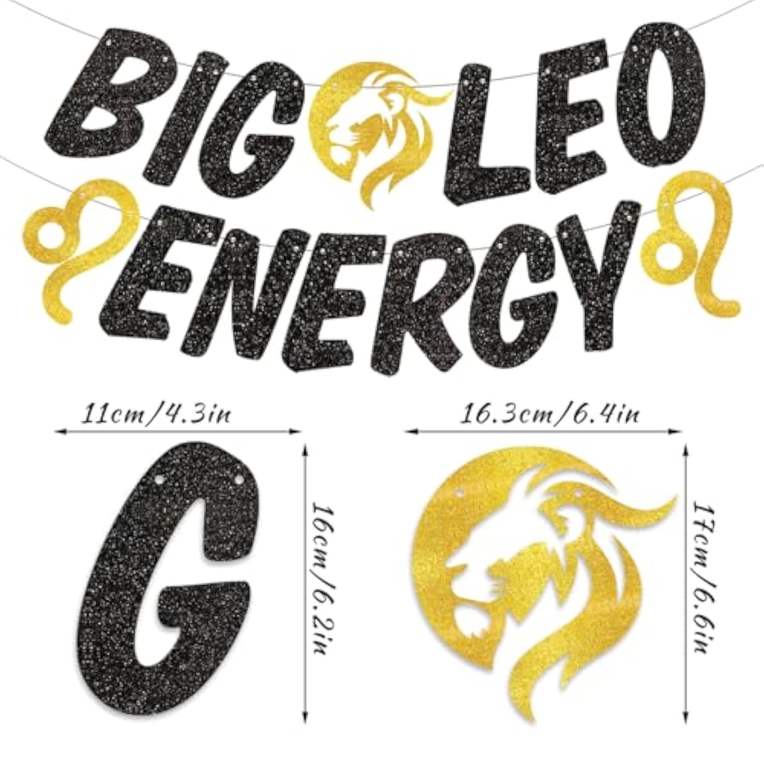 Big Leo Energy Birthday Banner, July/August Birthday Party Décor, 12 Constellation Zodiac Leo Bhday Party Decorations, Astrology Bhday Party Supplies?Black Gold?