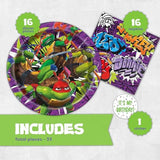 Teenage Mutant Ninja Turtle Party Decorations | 16 Plates & 16 Napkins | Officially Licensed | NInja Turtle Birthday Party Supplies | TMNT Mutant Mayhem Movie