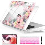Laptop Case For Macbook Air 13 2020 2019 2018 With Touch Id & Retina Display Floral Series Hard Shell With Keyboard Cover Screen Protector For New Mac Air 13.3 Inch A2337 A2179 A1932, Beautiful Floral
