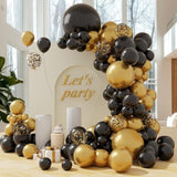 Black Gold Balloon Arch Kit 102pcs Confetti Balloons for Party Decorations