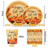 100 Pcs Fall Tableware Set, Pumpkin Autumn Leaves, Serves 25