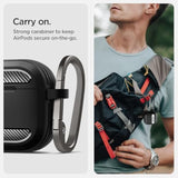 Spigen Rugged Armor Designed for AirPods 4 Case (2024) Drop-Protection Cover with Carabiner Key Chain - Matte Black