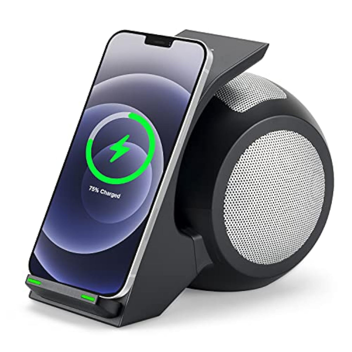 Wn1 Premium Bluetooth Speakers And Fast Wireless Charger, Docking Station With Built In Mic Handsfree Call, For Iphone And Samsung Etc Qi Phone - Black