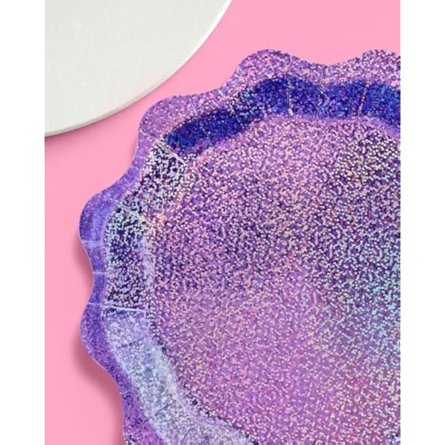 Purple Holographic Foil Plates - 25 Pack | Happy Birthday Party Decorations, Holiday Party, Cool Cake Plates, Purple Bachelorette Disposable Party Plates