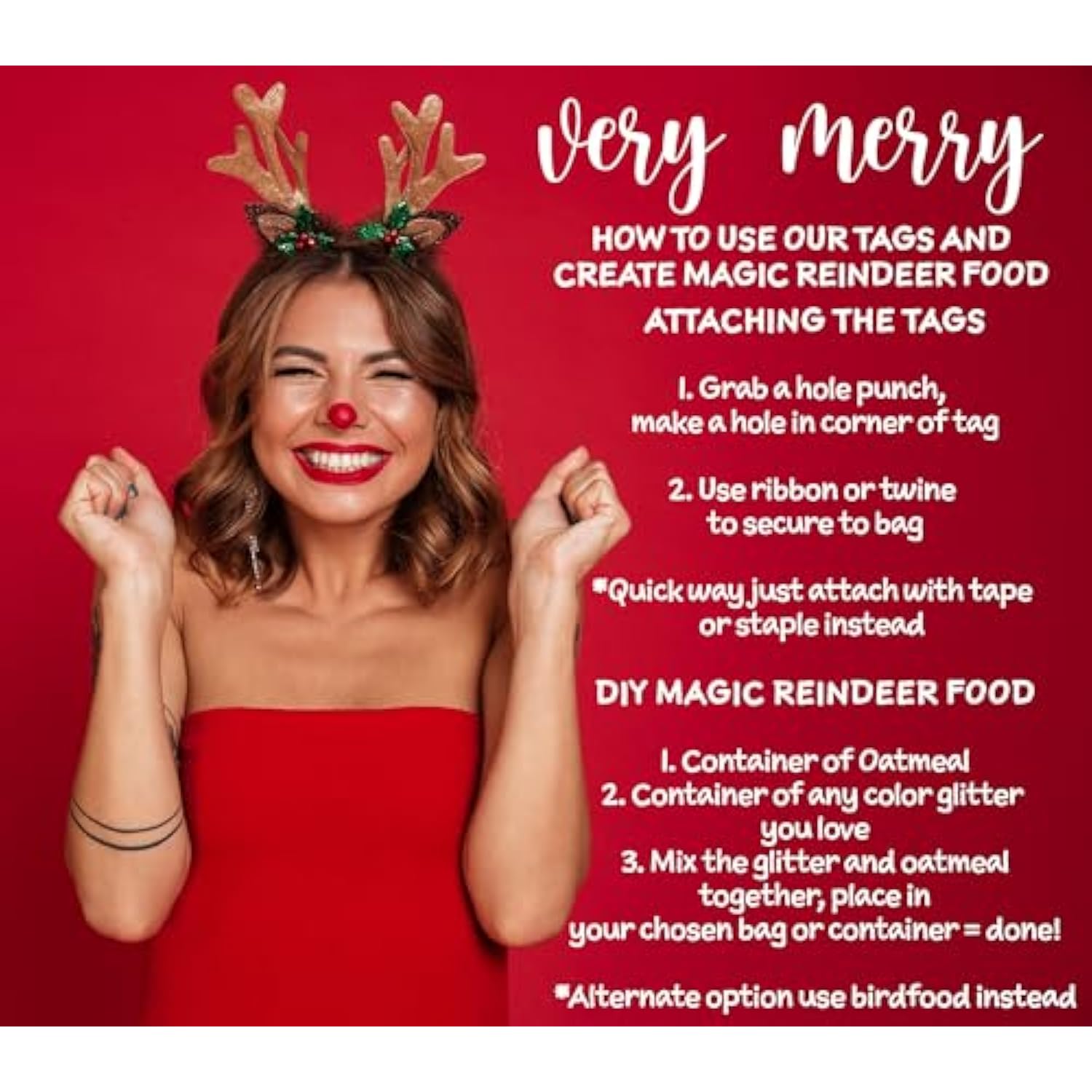 Magic Reindeer Food Gift Tags, Christmas Party Supplies Kids Gift Labels, 15 Pack