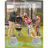 Outdoor Speakers Bluetooth Waterproof Patio Rock Speakers Outdoor Wireless,Solar-Powered,Weatherproof Design Ideal For Patio,Pool, Garden, Deck And Other Activities (Grey, 2 Pack)