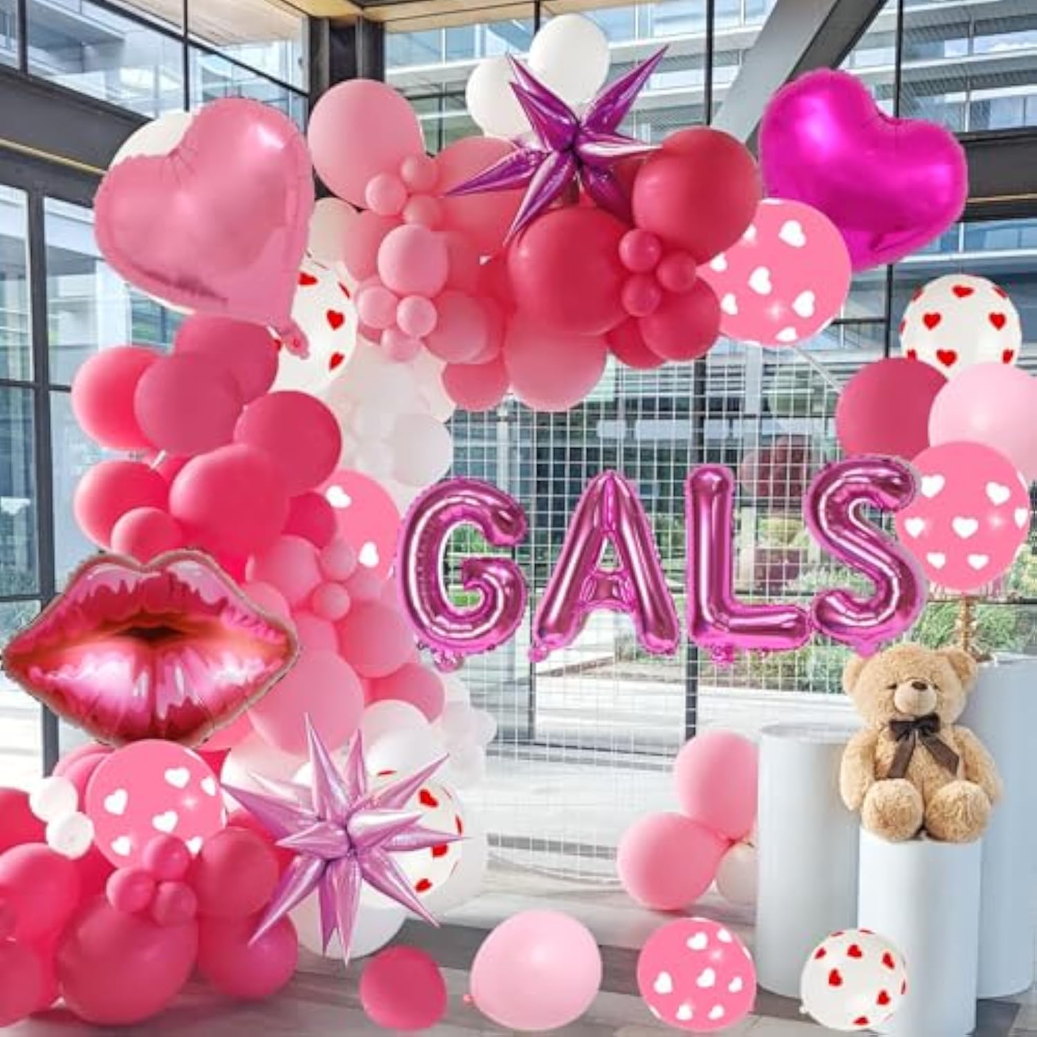 Galentines Day Balloon Arch Garland Kit With 120 Pcs Galentines Day Party Decorations Balloons Love Balloons Heart Balloon For Galentines Day Party Valentines Birthday Party Supplies