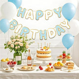Blue White Gold Happy Birthday Banner Nautical Theme Boys Birthday Party Supplies Garland Decorations Birthday Signs Nursery Hanging Decor