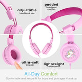 KidJamz KJ55 Wired Childrens Headphones with 3.5mm Plug, Colorful Graphics, Volume Limiter & Microphone, Adjustable On-Ear Kids Headset for Online