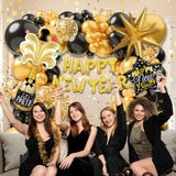 2026 New Year Balloon Arch Kit 140 Pc Black Gold Garland Party Decoration