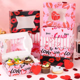 40 Pcs Valentine'S Day Bakery Cookie Boxes Cupcake Treat Box With Pvc Window 8X6X2.5 Inches Heart Gift Boxes Containers For Holiday Pastries Wedding Doughnut Candy Gift Giving (40)