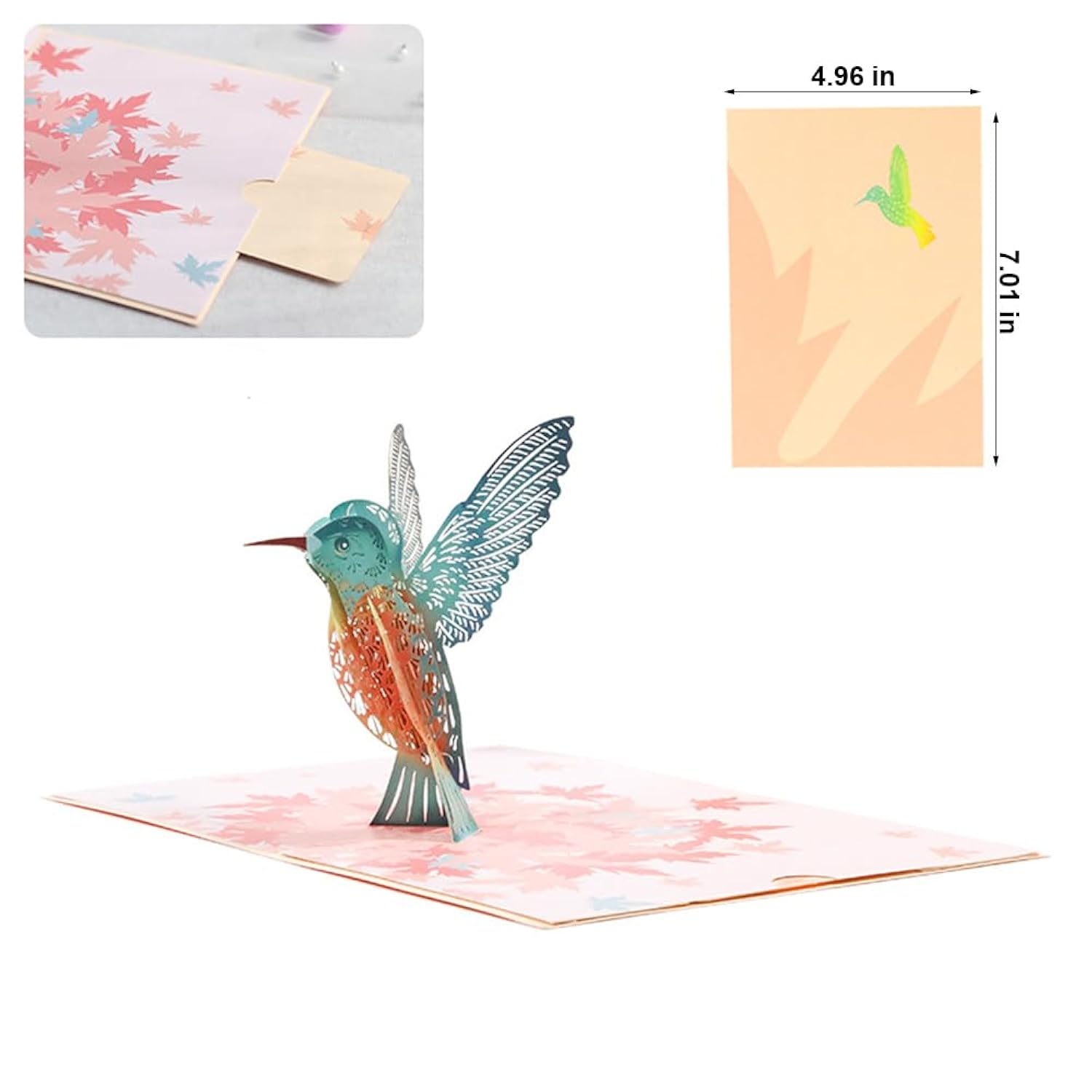 3 Pack 3D Pop Up Cards With Envelopes, Flower Hummingbird Birthday Card 3D Greeting Cards For Mother'S Day, Graduation, Anniversary, Thinking Of You, Get Well, Boy Girl Friends Gift