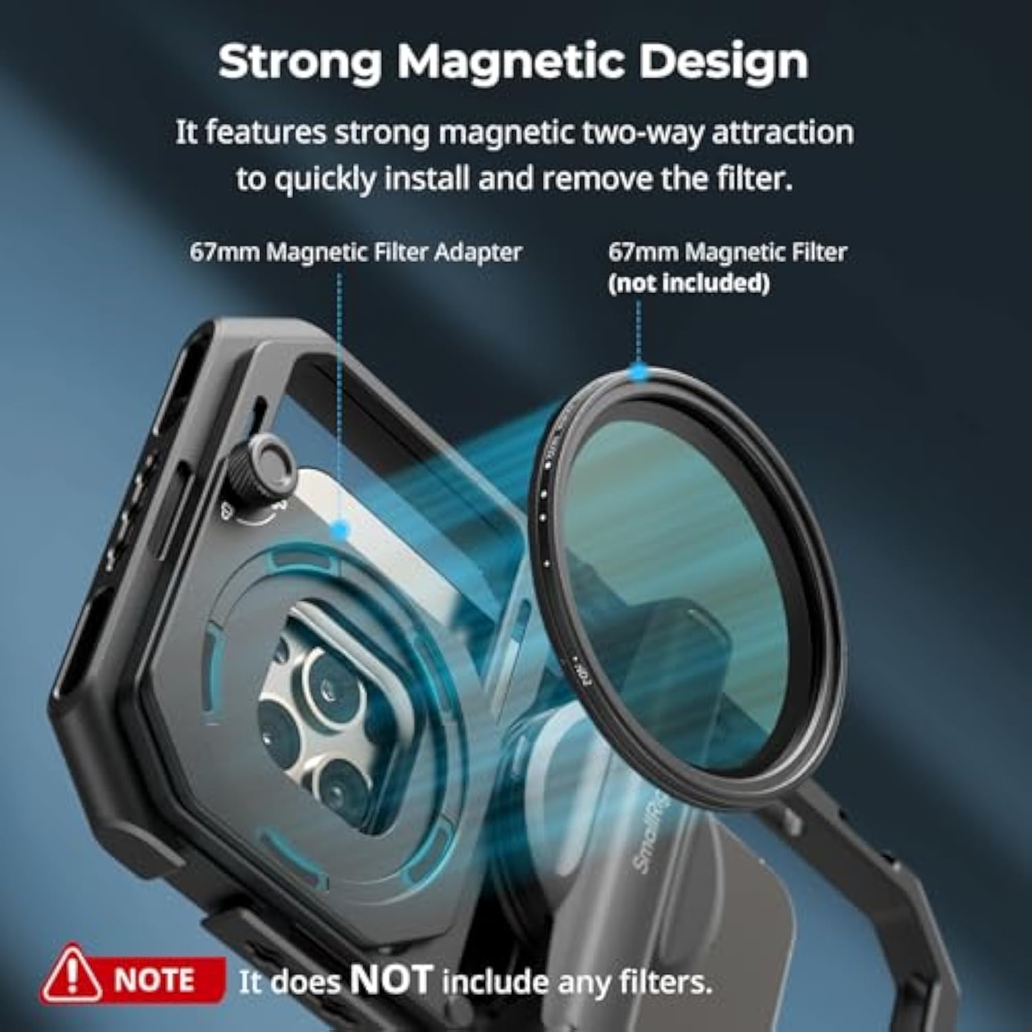 SMALLRIG 67mm Magnetic Filter Ring Adapter for Universal Mobile Video Cage 4597 4704 4596, Strong Magnetic Two-Way Attraction, for SMALLRIG 67mm Phone Magnetic Filter Series - 4843